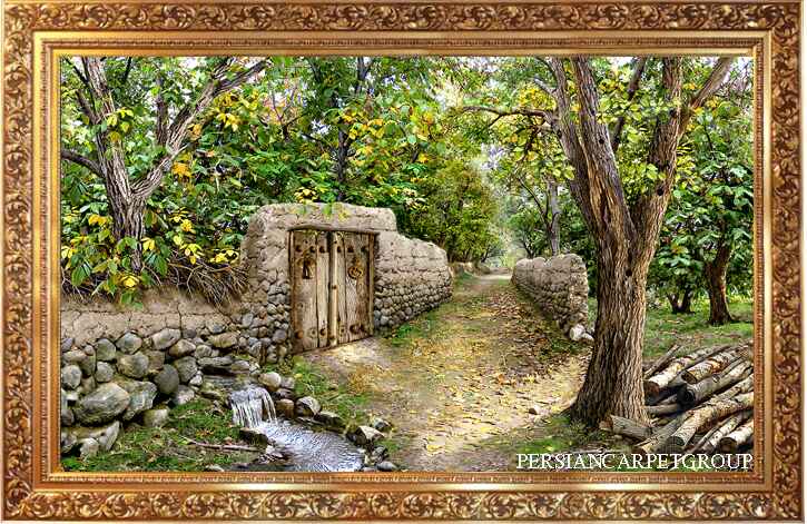 Nature scenery style handmade carpet